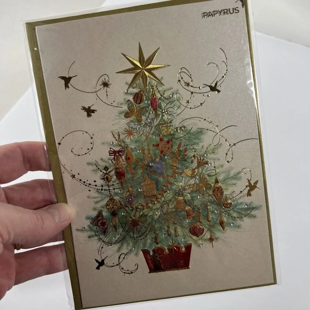 Papyrus - Christmas Card with Envelope - Hummingbird - Warmest Wishes